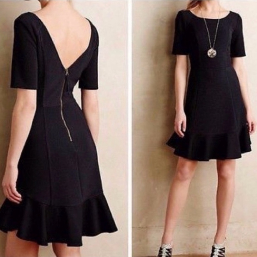 Anthropologie Marcelline Black Dress Stretch Lined Sz 14